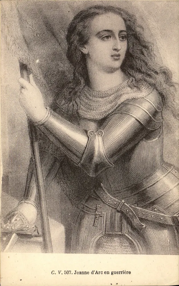Joana d'Arc em posição de guerreira — G. V. 507 — edição G. V. - Frente