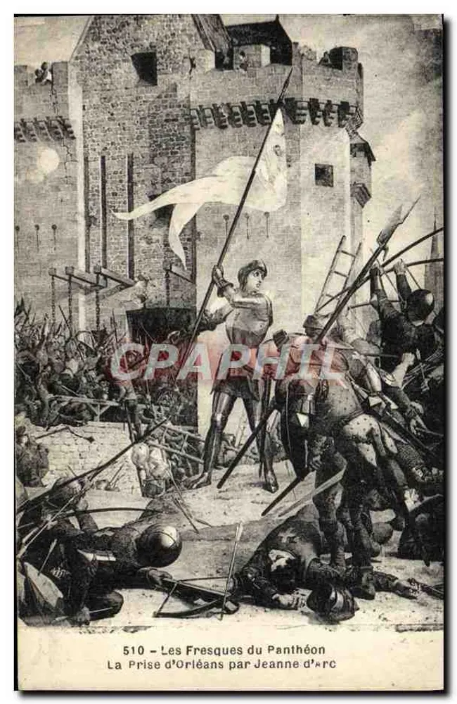 Die Fresken des Pantheon — Die Einnahme von Orléans durch Jeanne d'Arc — Karten 'La Cygogne' Rue aux Ours - Rouen - Vorderseite