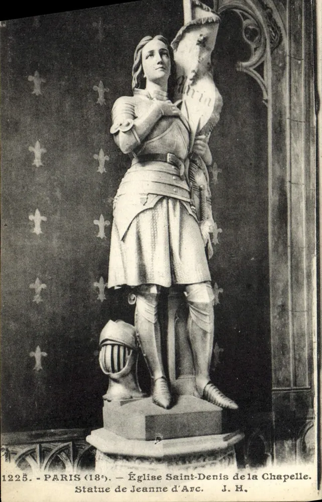 Statue der Jeanne d'Arc — Kirche Saint-Denis der Kapelle — J. H. - Vorderseite
