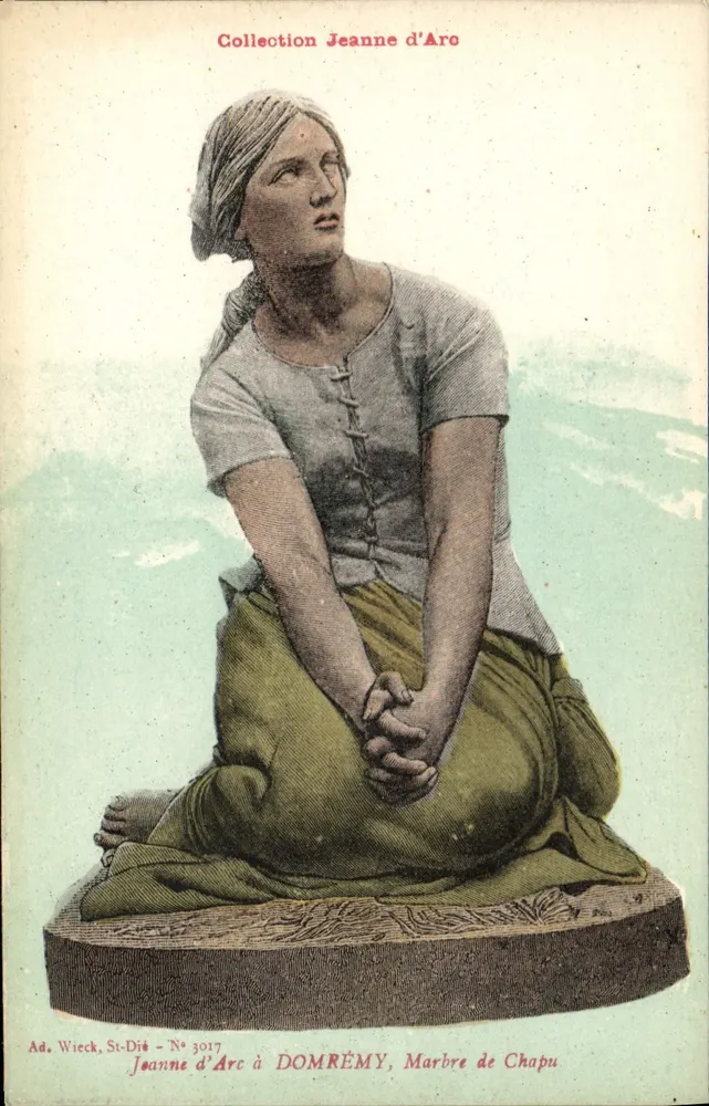 Jeanne d'Arc in Domrémy — Marmorstatue — Ad. Wieck, St-Dié, n° 3017 - Vorderseite
