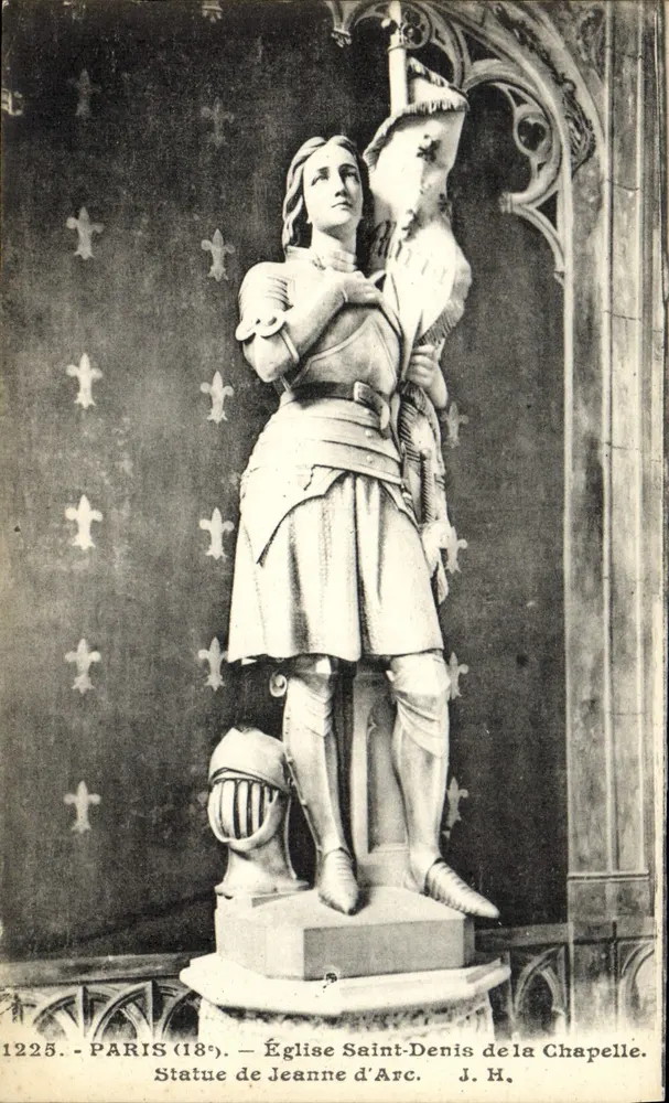 Statue der Jeanne d'Arc — Kirche Saint-Denis der Kapelle — Paris (18.) — J. H. - Vorderseite
