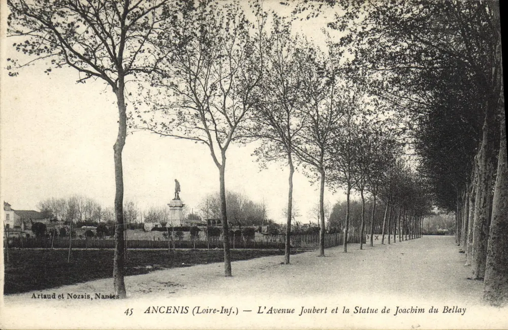 Ancenis (Loire-Inf.) — Avenue Joubert und die Statue von Joachim du Bellay - Vorderseite