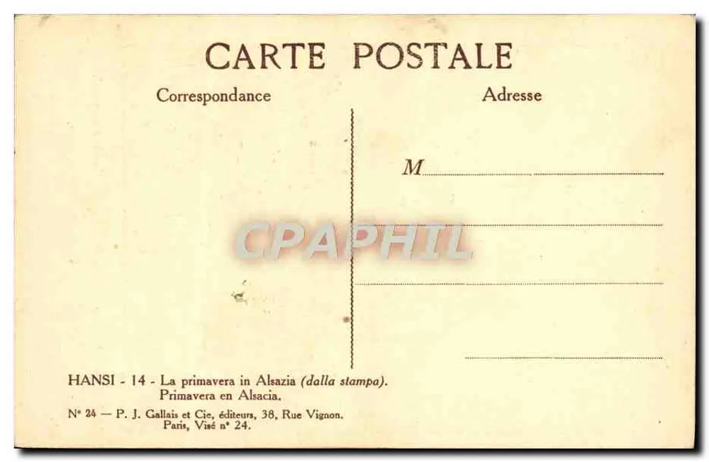 Frühling in Elsass — HANSI n°14 — Verlag P. J. Gallais et Cie, Paris - Rückseite