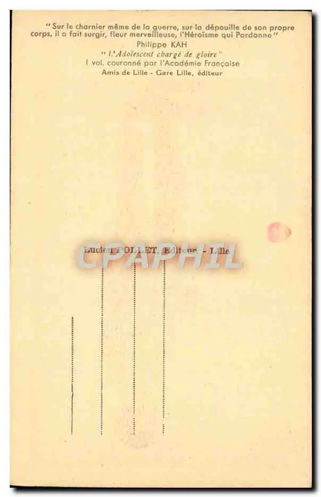 Léon Trulin (1897-1915) — Estátua por Edgard Boutry — Editor Lucien Pollet, Lille - Verso