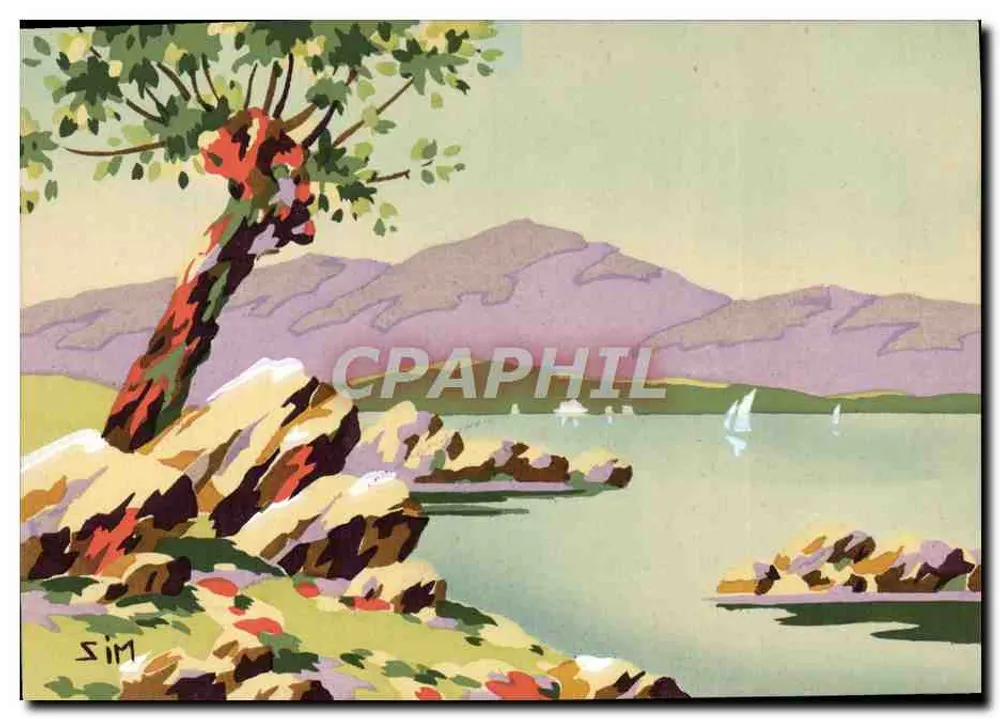 जल दृश्य जहां जहाज तैरते हैं — हस्ताक्षरित ड्रॉइंग 'SIM' — प्रिंट 1280, संख्या 524 - आगे