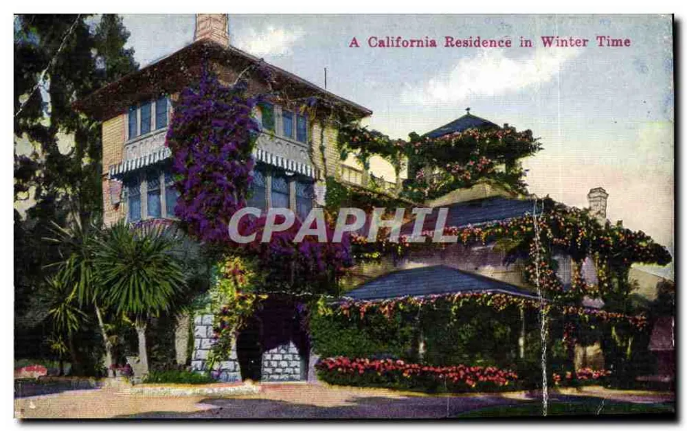 Une résidence californienne en hiver — maison ornée de lierre et de fleurs — éditeur Pacific Novelty Co. - Voorkant