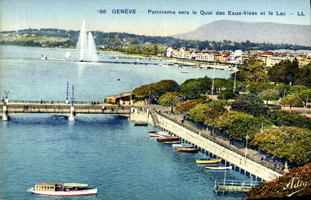 Genf — Panorama zum Quai des Eaux-Vives und zum See — LL - Vorderseite