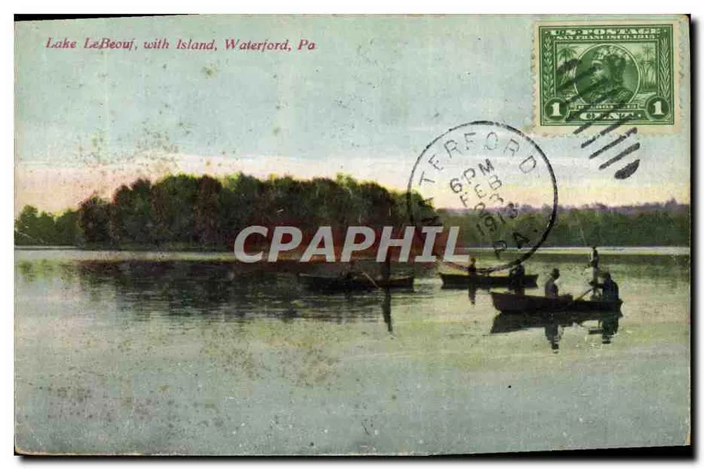 Lake LeBeouf, with Island, Waterford, Pa — Verleger nicht sichtbar, Seriennummer nicht sichtbar - Vorderseite