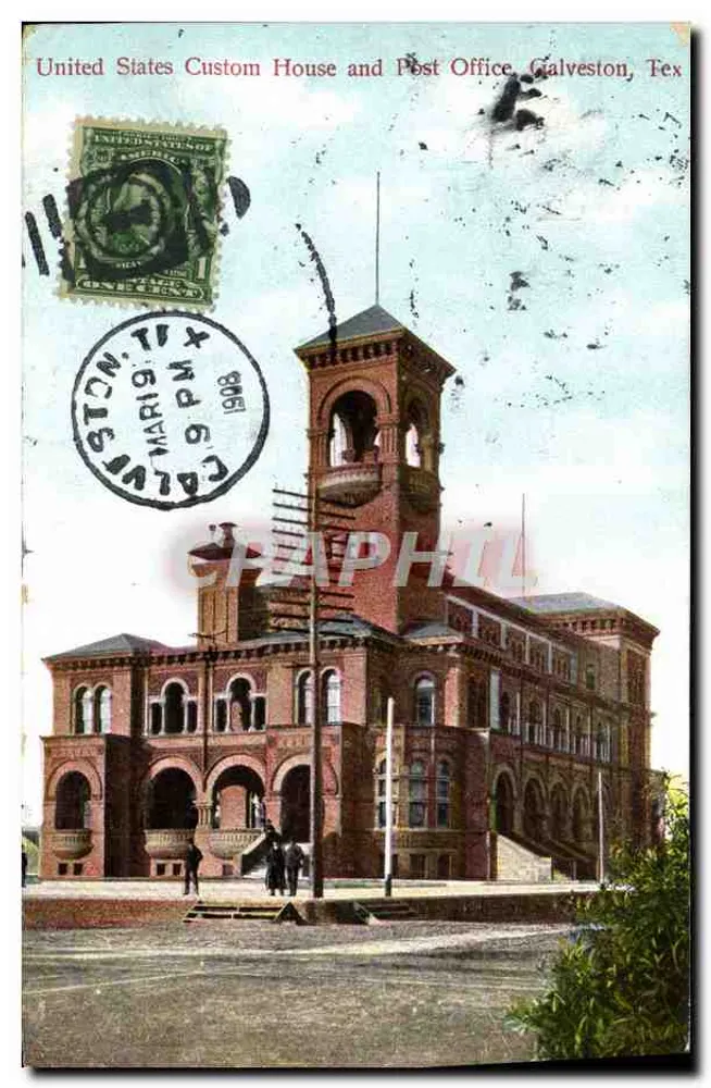 United States Custom House and Post Office — Galveston, Tex — Verlag International Post Card Co. - Vorderseite