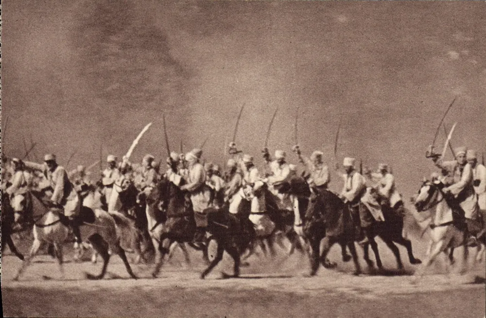 Cavaleiros da carga dos Spahis — Georges Lang, Paris — número de série não visível - Frente