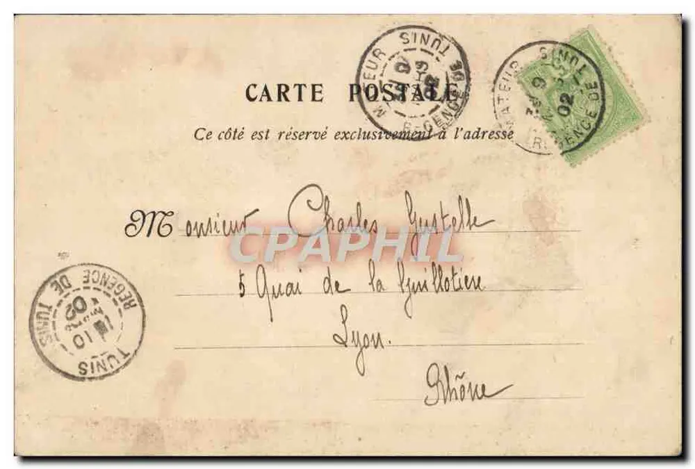Tunis — Kohlenmarkt — Rue El Maar — Phot. Lour, Tunis, N° 9 - Rückseite