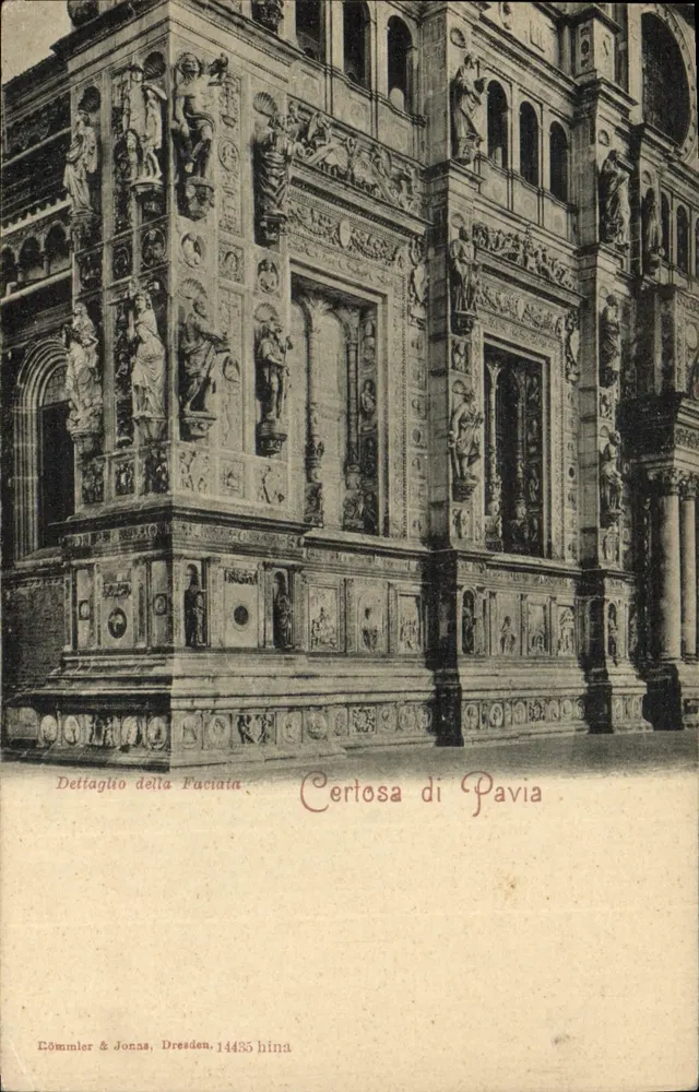 Certosa di Pavia — Detail der Fassade — Cömmler & Jonas, Dresden, Nr. 14435 - Vorderseite