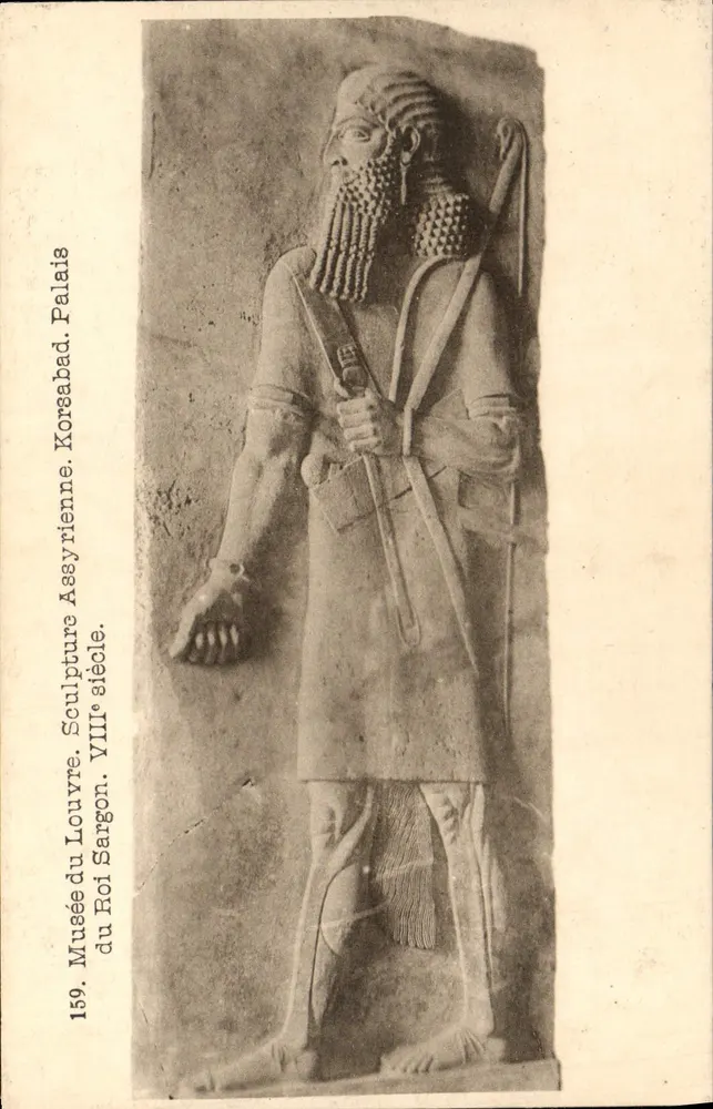 Assyrische Statue des Königs Sargon — Reliefstatue des 8. Jahrhunderts — Musée du Louvre, n° 159 - Vorderseite