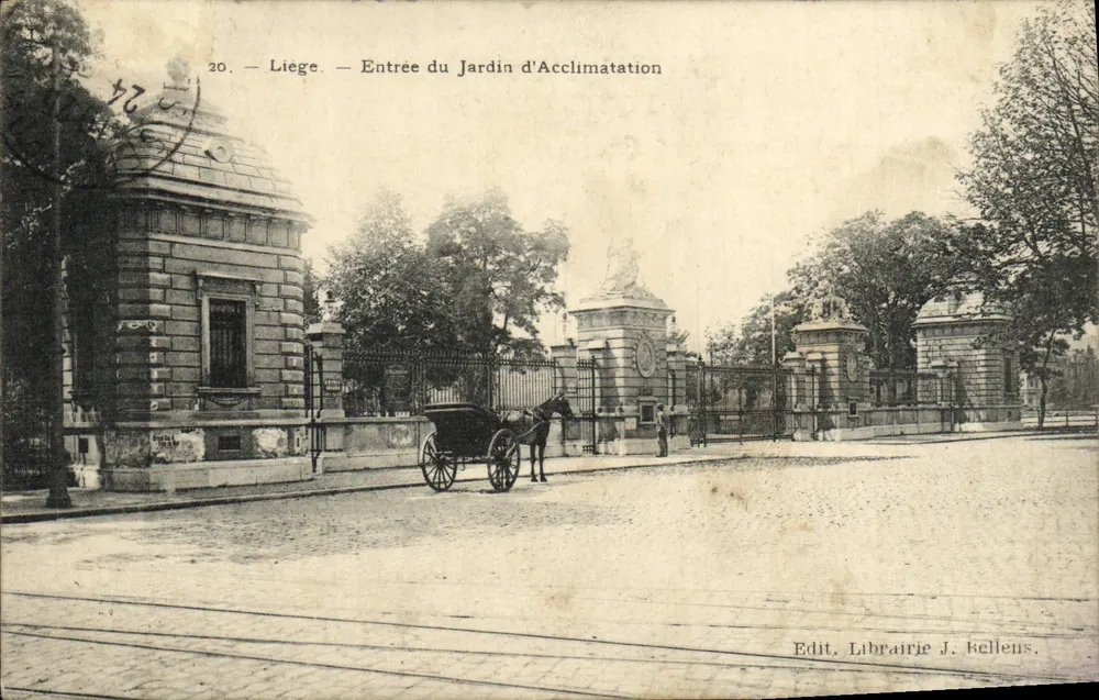 Liège — Entrada do Jardim de Acclimatação — Edit. Livraria J. Kellens - Frente