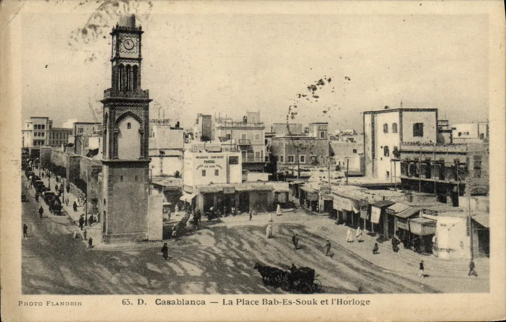 Casablanca — La Place Bab-Es-Souk et l'Horloge — Photo Flandrin, n° 65 D - Vorderseite