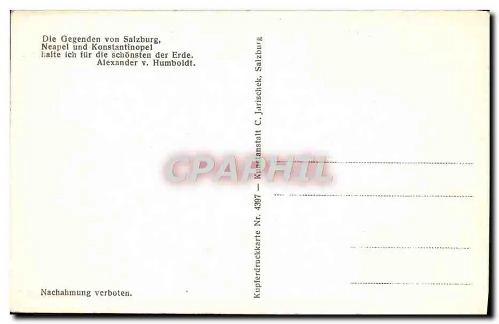 Salzburg von der Humboldt-Terasse — Panoramablick — Kupferdruckkarte Nr. 4397, Kupferdruckkarte Nr. 4397 - Rückseite
