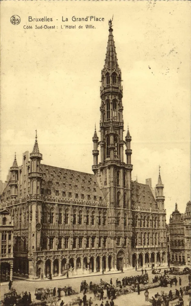 Bruxelas - A Grand'Place - Lado Sudoeste: O Hotel de Ville - Frente