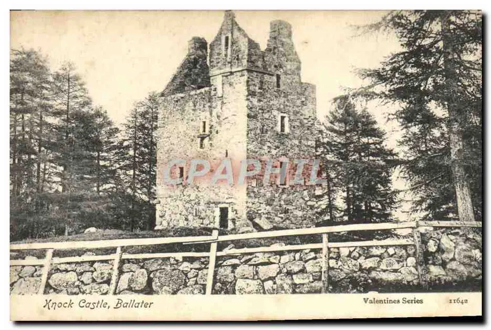 Castelo de Knock, Ballater — ruínas de um castelo escocês — Série Valentines n°11642 - Frente