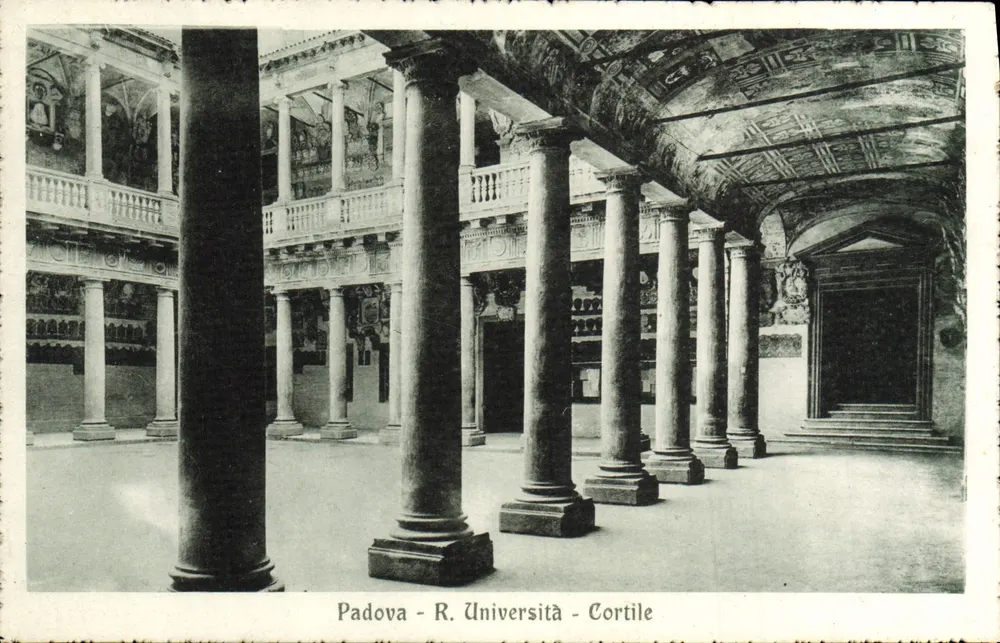 Padova - R. Università - Cortile — uitgever L. Ruzza, n° 88485 - Voorkant