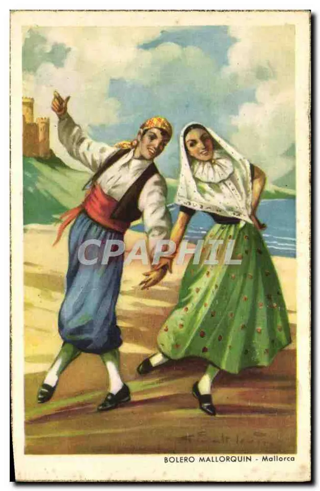 Bolero Mallorquin — danseurs en costume traditionnel — éditeur Pablo Dünmatzen, série 1435 - Frente