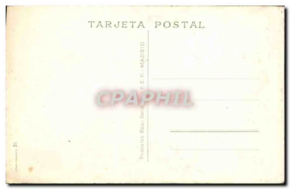 Valência — dançarinos em traje tradicional — Postales Bea, série 31 - Verso