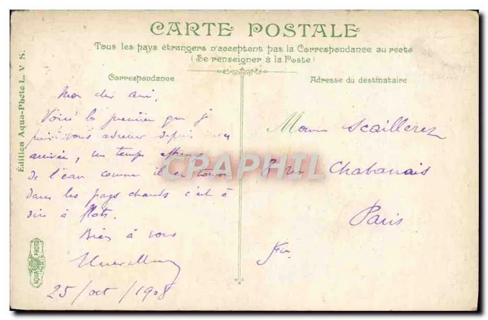 Alger — Le Marché aux Fleurs à la Rue Bab-el-Oued — Hôtel de la Régence — Édition Aquas-Photo V.S. - Rückseite