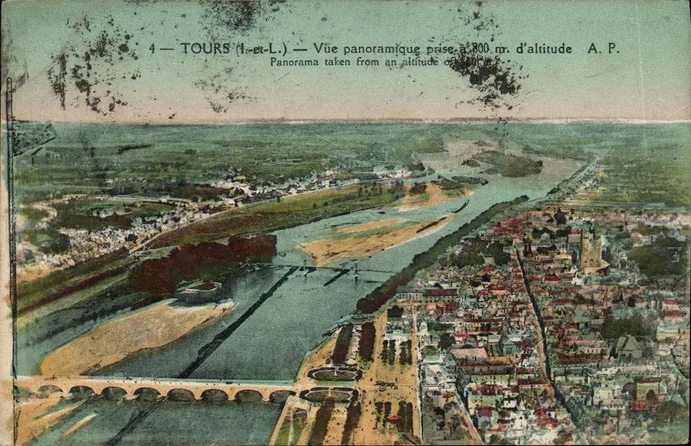 Tours (Loire-et-Loire) — Panoramablick aus 800 m Höhe — A.P. - Vorderseite