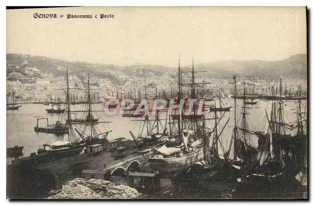 Genova — Panorama und Hafen — A. P. Zürich - Vorderseite