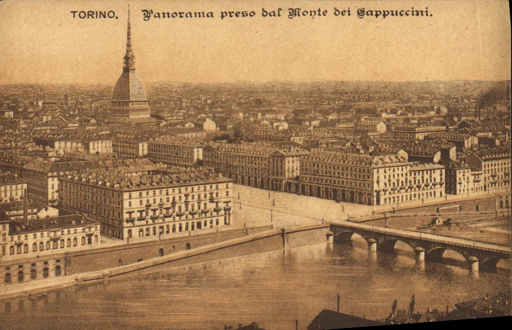 Turin — Panorama vom Monte dei Cappuccini — Vistato Uff. Revie, Stampa, Milano, N. 1100 - Vorderseite