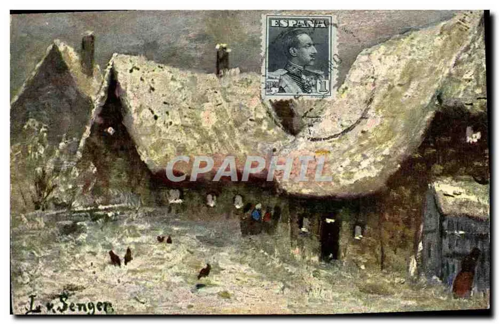 Zamieczony wioska — olej — L. v. Senger - Awers