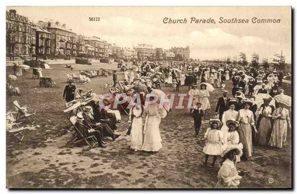 Church Parade, Southsea Common — Southsea, Hampshire — Serie Valentine Postcard, n° 56122 - Anverso