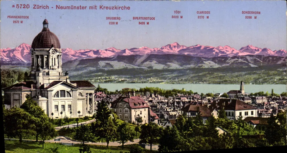 Zurich - Neumünster com Igreja da Cruz — Édition Photolob, Zürich - Frente