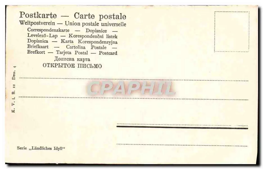 Ovelhas em um campo — diante de uma casa — K.V.I. B. 12, série « Idílio Rural » - Verso