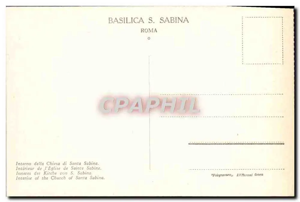 Innenansicht der Basilika Sainte-Sabine — Rom — Verlag Marconi Genève, Seriennummer nicht sichtbar - Rückseite