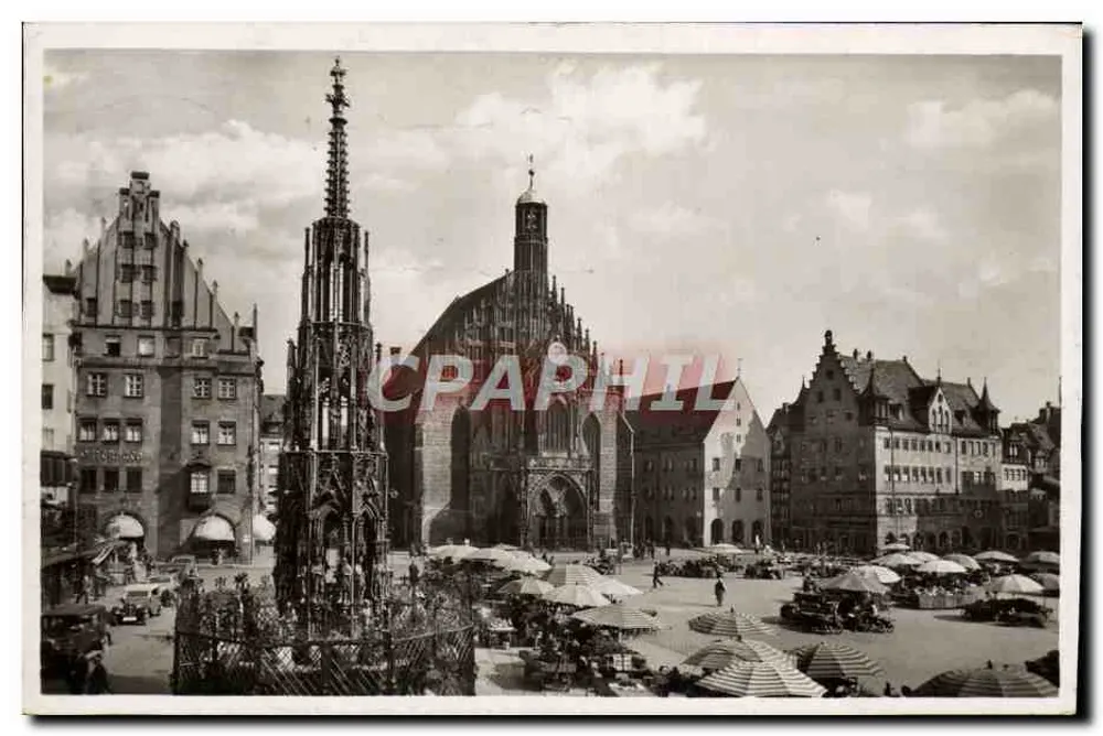 Nürnberg - Adolf-Hitler-Platz — Der schöne Brunnen mit Frauenkirche — Stojá Verlag - Vorderseite