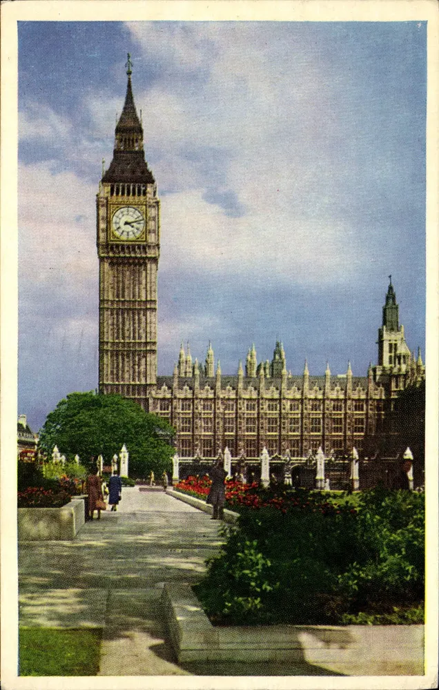 Big Ben — Praça do Parlamento — Publicado por A. V. Fry & Co. Ltd, Londres - Frente