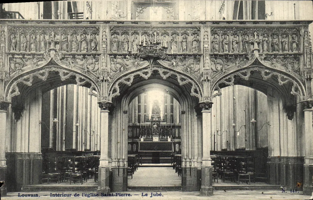 Louvain — Innenansicht der Kirche Saint-Pierre — Der Jubé. — N° 141. - Vorderseite