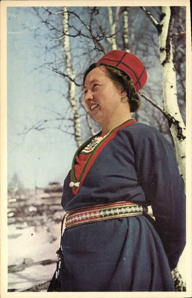 Lapponne em traje tradicional — Jämtland, Suécia — Saga-konst A.B. Stockholm, n° 50/587 - Frente