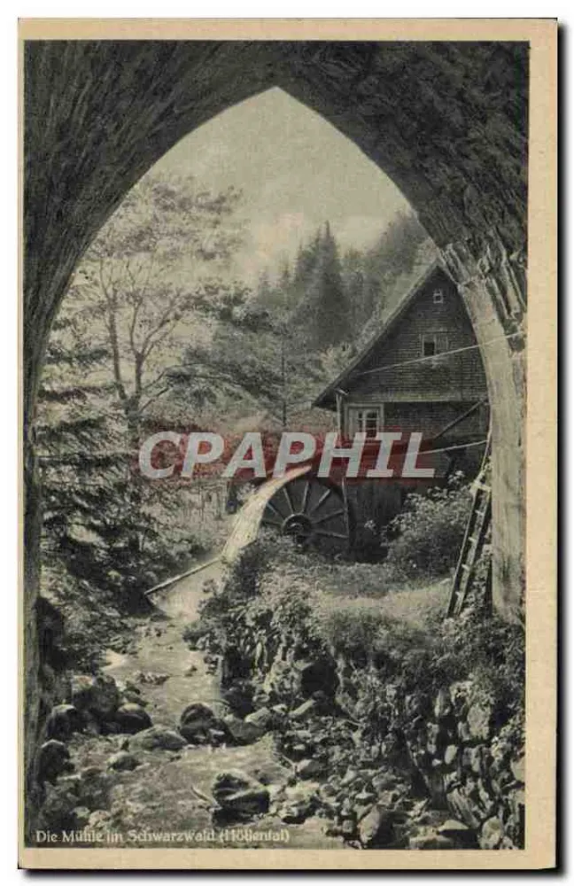 Mühle im Schwarzwald (Höbenfal) — Blick durch ein Torbogen — Verlag Kunstverlag Erwin Burda, Freiburg - Vorderseite