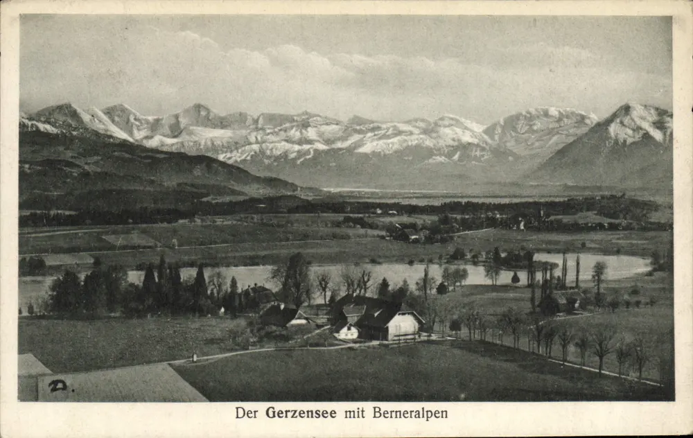 O Lago Gerzensee com as Alpes Berneses — R. Deyhle & Cie, Bern, n° 2965 - Frente