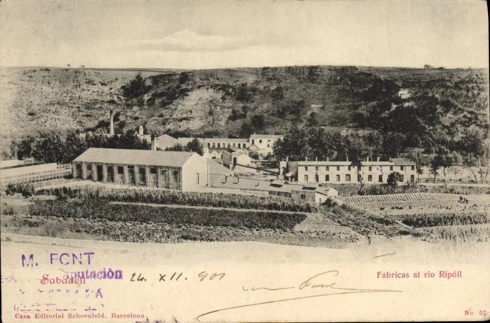 Sabadell — Fabryki przy rzece Ripoll — Casa Editorial Schoenfeld, Barcelona, Nr 57 - Awers
