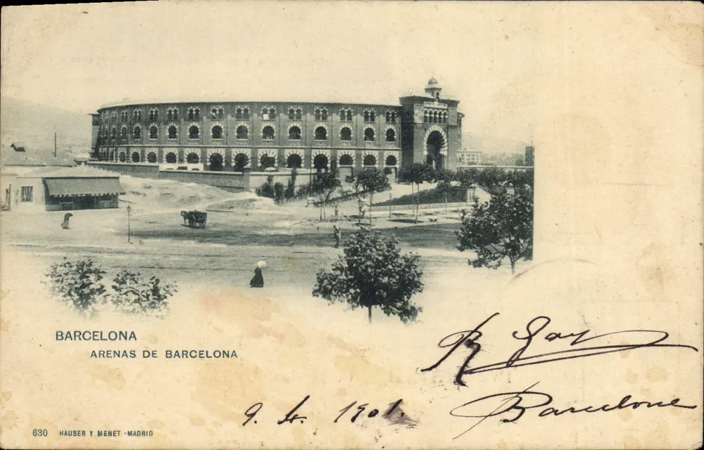 Arenas de Barcelona — vista do estádio da cidade — Hauser y Menet, n° 630 - Frente