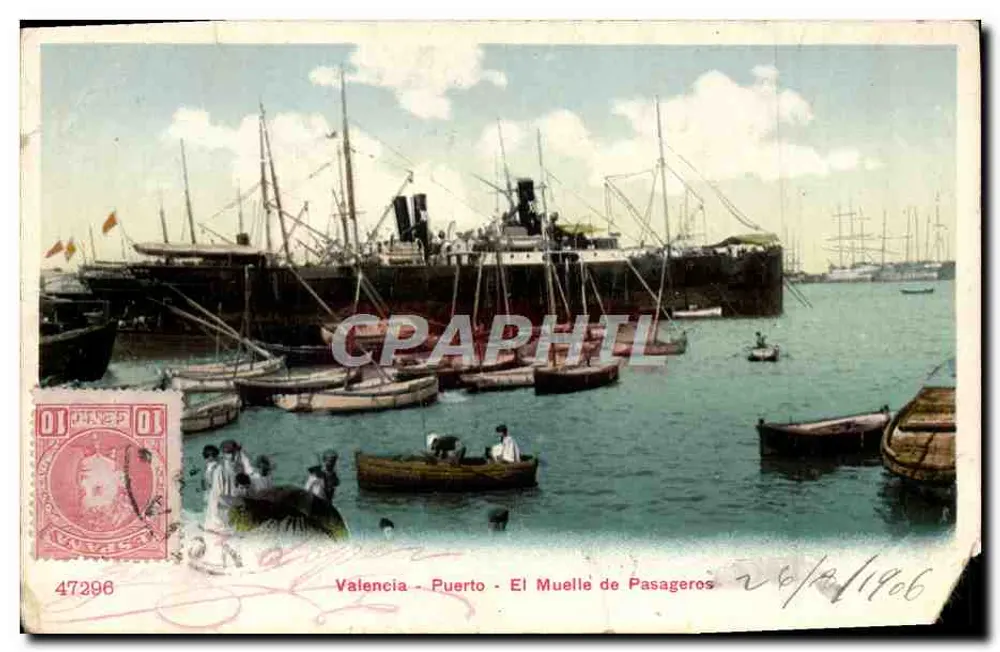 Valencia - Puerto - El Muelle de Pasajeros — éditeur J. P. P. n° 47298 - Recto