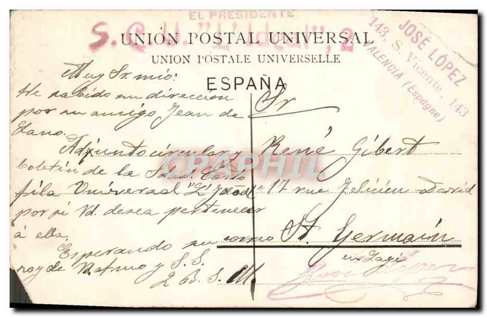 Valencia - Puerto - El Muelle de Pasajeros — éditeur J. P. P. n° 47298 - Verso