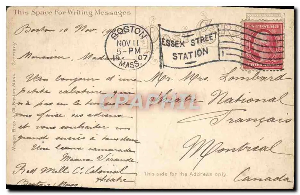Câmara Municipal — Boston, Mass. — Mason Bros & Co. - Verso