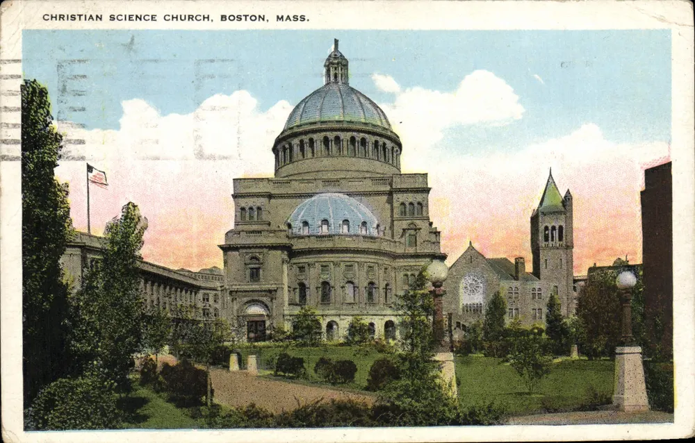 Christian Science Church, Boston, Mass. — édifice à dôme et tour, imprimé par Tichnor Bros. Inc. et n°19 - Vorderseite
