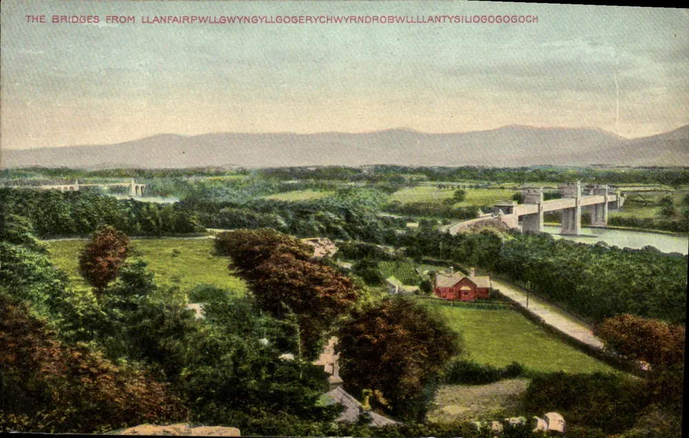 Les ponts de Llanfairpwllgwyngyllgogerychwyrndrobwllllantysiliogogoch — B&D Pictorial Post Card Pioneers - Vorderseite