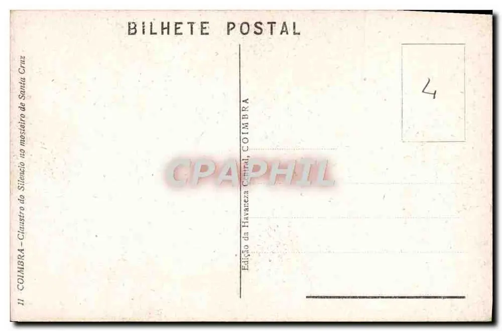 Kloster des Santa Cruz-Klosters — Coimbra — Ausgabe von Havaneza Central, Coimbra - Rückseite