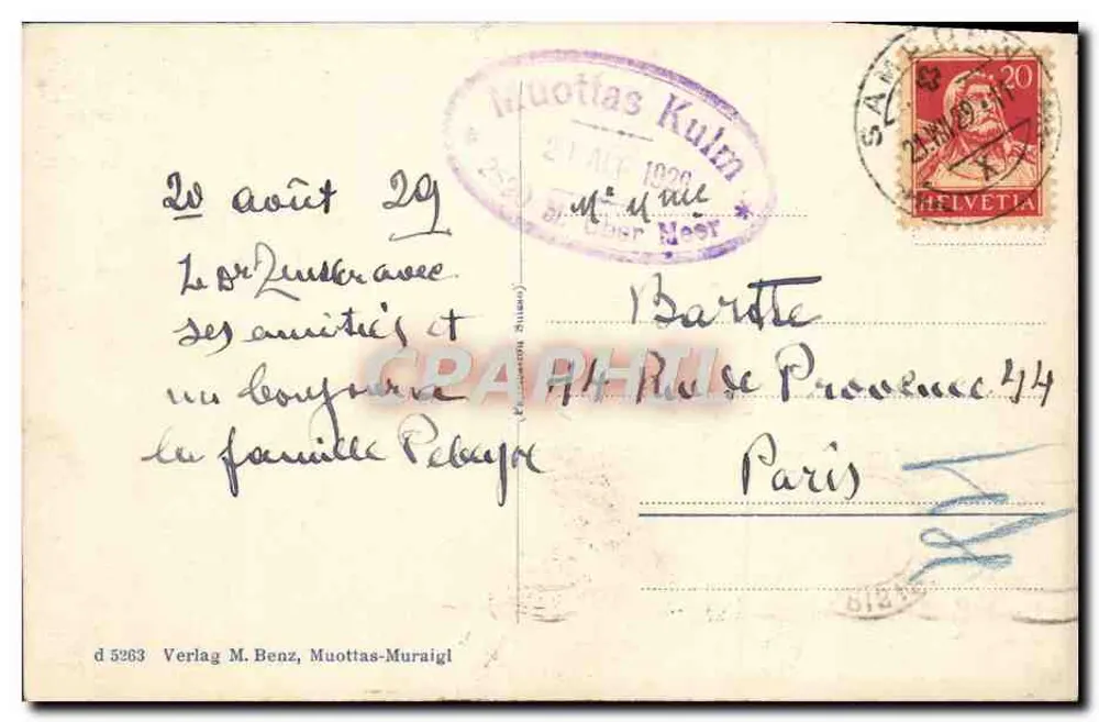 Vista aérea das Alpes italianas — Muottas Muraigl — Verlag M. Benz - Verso