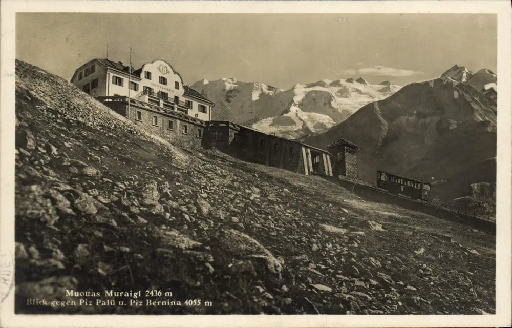 Muottas Muraigl — Aussicht auf den Piz Palü und den Piz Bernina — J. Gaberoll, Thalwil - Vorderseite